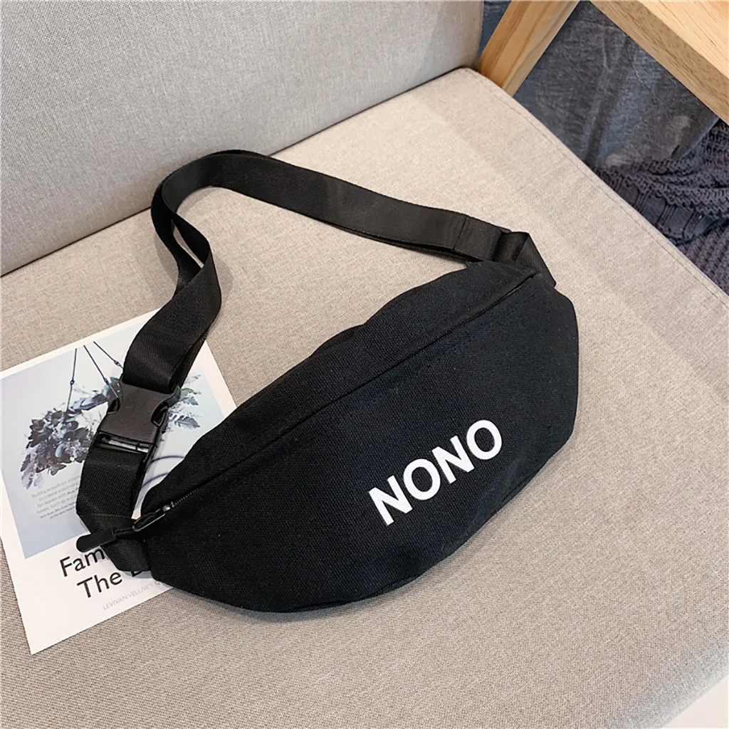 NONO Letter Waist Bag Female Fashion Belt Chest Bag Handbag Unisex Fanny Pack Women Waist Pack Belly Bags Purse Yellow - Цвет: Черный