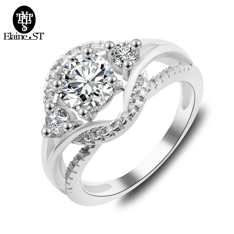 Beauty Engagement Ring for Women Wedding Band Zircon Gold Color High Quality Crystal Rings for