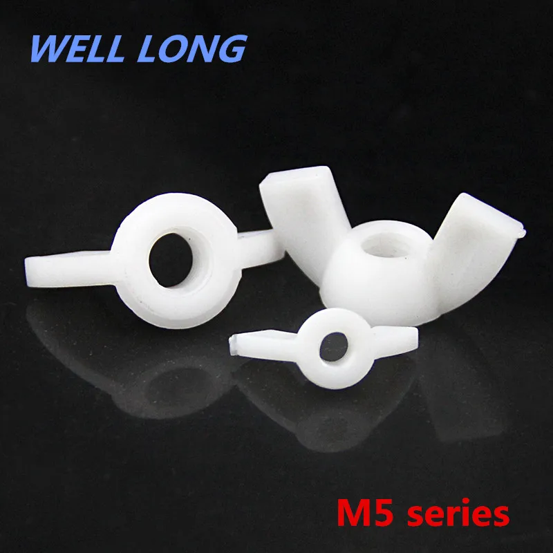

50pcs/lot M5 Plastic Nuts Hand Nuts Wing Nuts Insulation Corrosion PP Nuts.