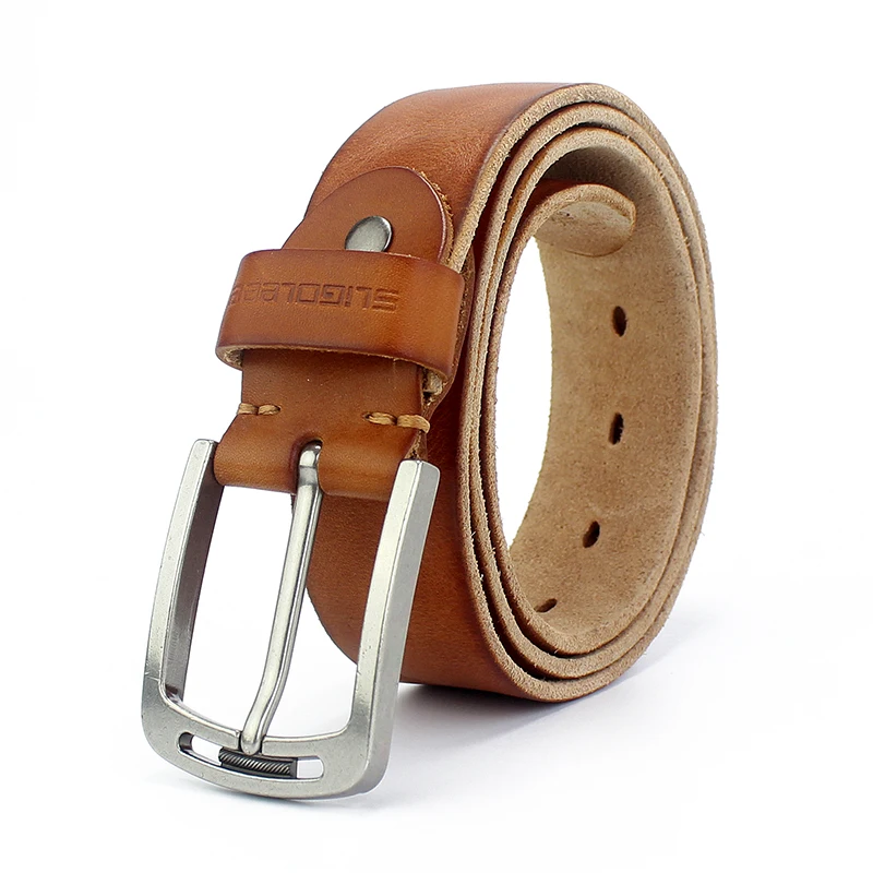 

SLiGOLEEE 100% Italian Cow Leather Belt Men 110cm~125cm Length Metal Pin Buckle belt for men width 38mm Free Shipping