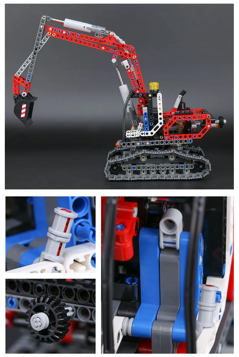 20025 lepinblocks technic Car Series 8294, красный экскаватор, набор, детские строительные блоки, кирпичи для мальчиков, детские игрушки, модель