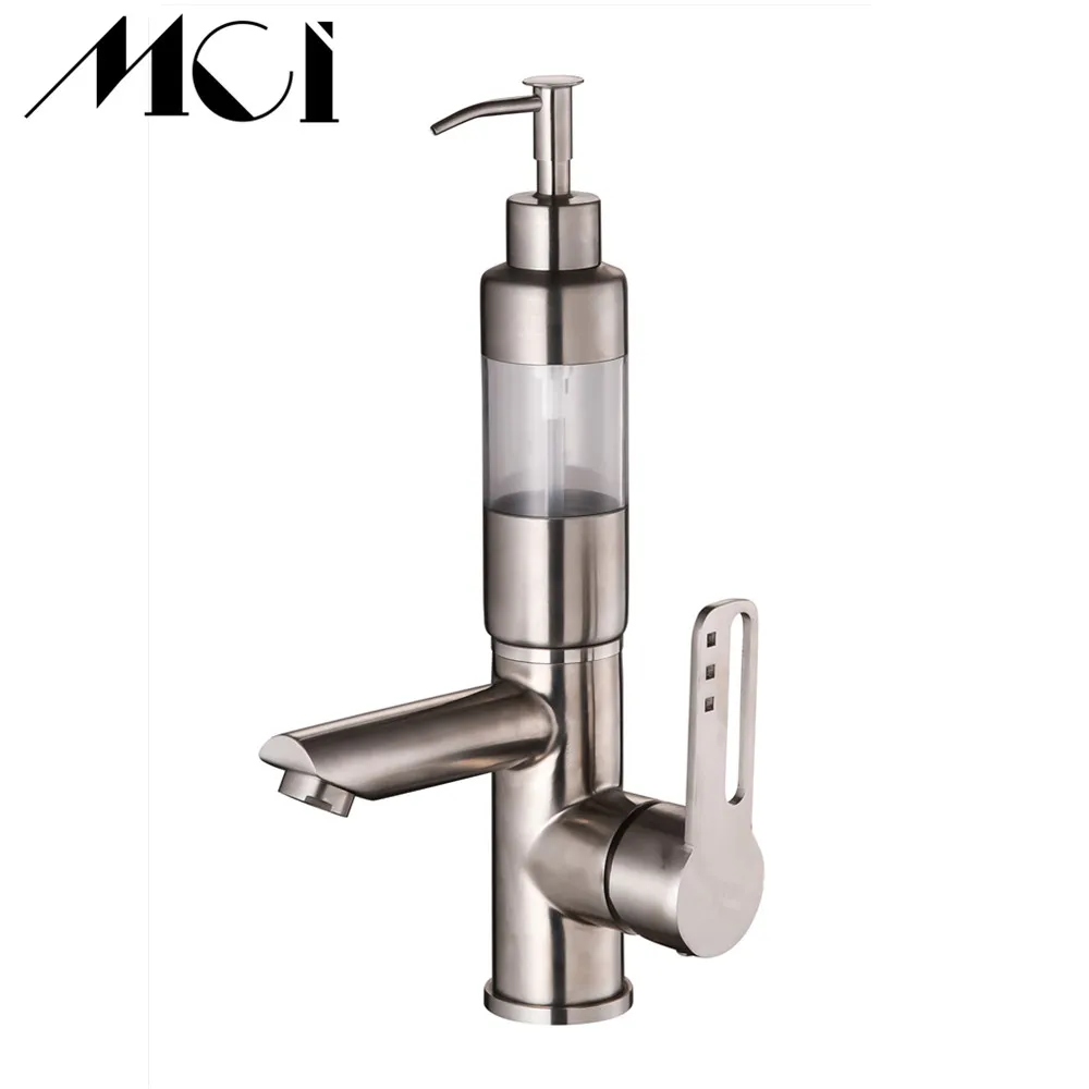 Stainless Steel Basin Faucet Soap Dispenser Bathroom Shampoo Box