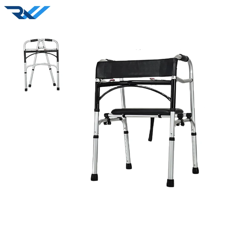 New design folding elderly disabled people portable frame walker walking aids with backrest