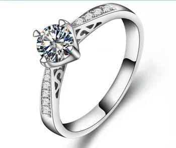 

Genuine Gold 14K Hollow Style Semi Mount Fancy Jewelry 0.5CT SONA Diamond Ring Engagement Female Jewellery White Gold