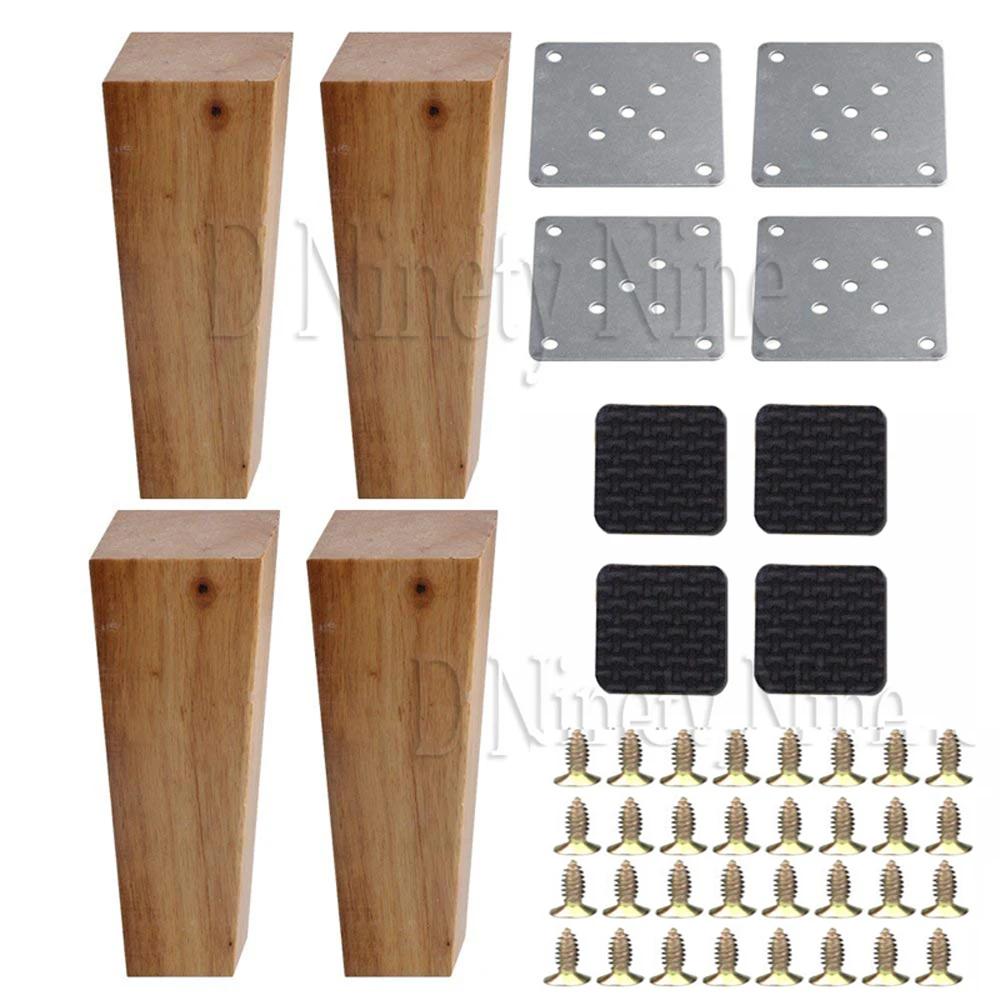 

150x58x38MM Wooden Furniture Cabinet Leg Right Angle Trapezoid Feet Lifter Replacement for Sofa Table Bed Set of 4