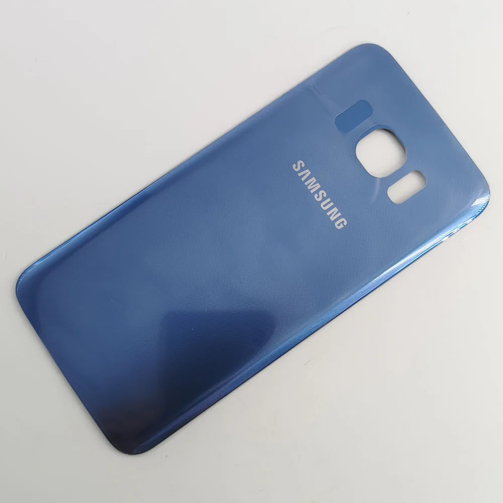 Для SAMSUNG Galaxy S7 G930F G9300 задняя Батарея крышка Дверь задняя 3D Стекло Корпус чехол на замену+ Защитная пленка Стикеры - Цвет: Синий