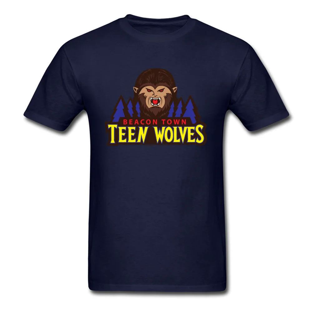 Beacon Town Teen Wolves Short Sleeve T Shirt Crewneck 100% Cotton Fabric Men T-shirts Leisure Tops T Shirt 2018 New Fashion Beacon Town Teen Wolves navy
