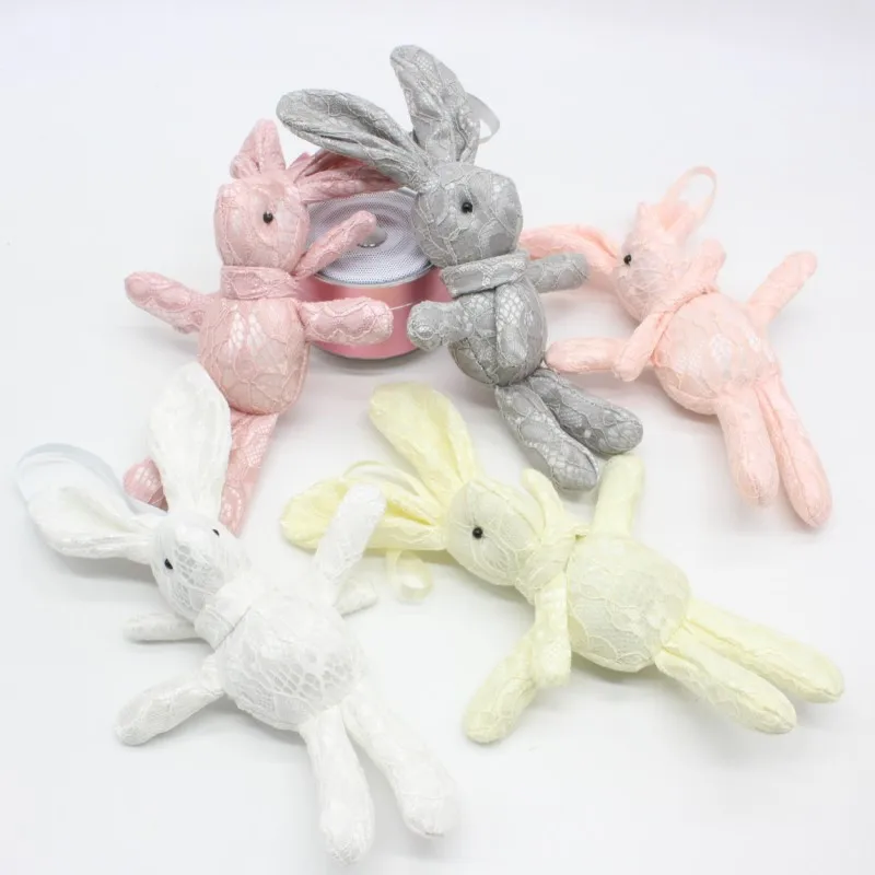 Кружева, желающих игрушки "Кролик" Специальные милые кролики куклы ключ брелоки для сумки с цветочным рисунком Свадебная вечеринка Декор 10 шт./лот 18-20 см