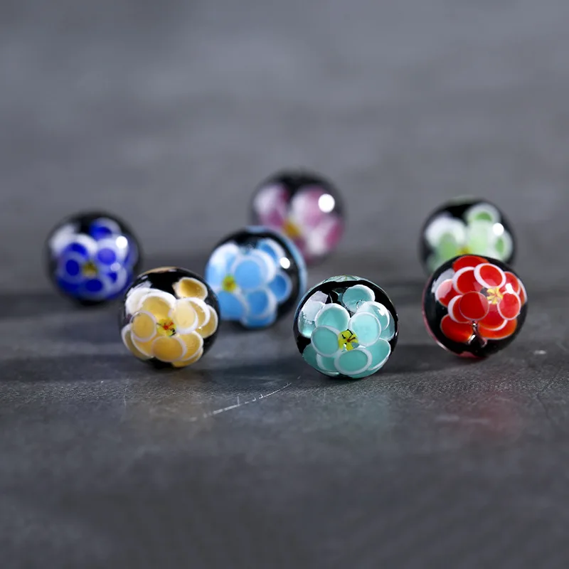 

Doreen Box 14x6.5mm Japanese Peach Lampwork Crystal glass Loose bead Flower DIY necklace bracelet Beads jewelry accessories Blue