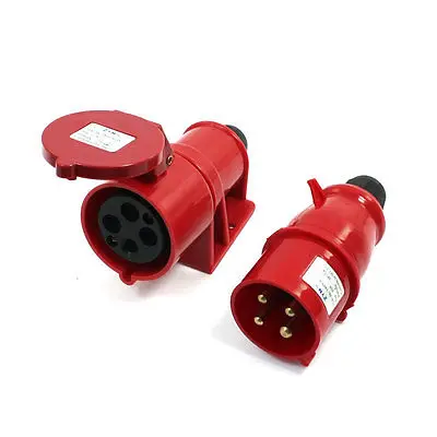 

380-415VAC 32A IP44 3P+E IEC309-2 Round Pin Industrial Connector Socket Red