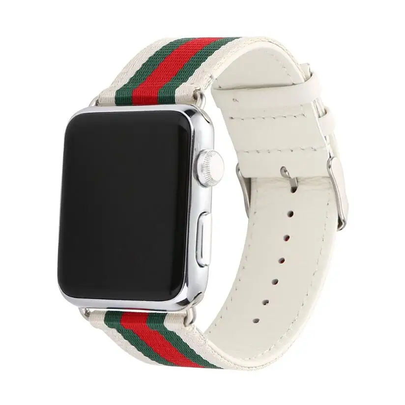 

GRACE LOVE Casual New Flag Genuine Leather Weave Band Strap apple iWatch 38mm 42mm With Silver Stainless steel Buckles men women