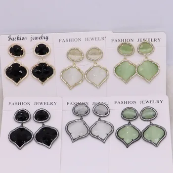 

4 Pairs Small size Faceted Heart shape stones Mix colors drop earrings& dangle earring Trendy jewelry for women 2471