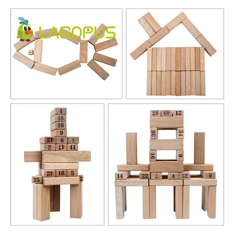 Lagopus 48 шт. цифровой домино пазл деревянные игрушки большой на слое стек игрушки раннего развития для детей