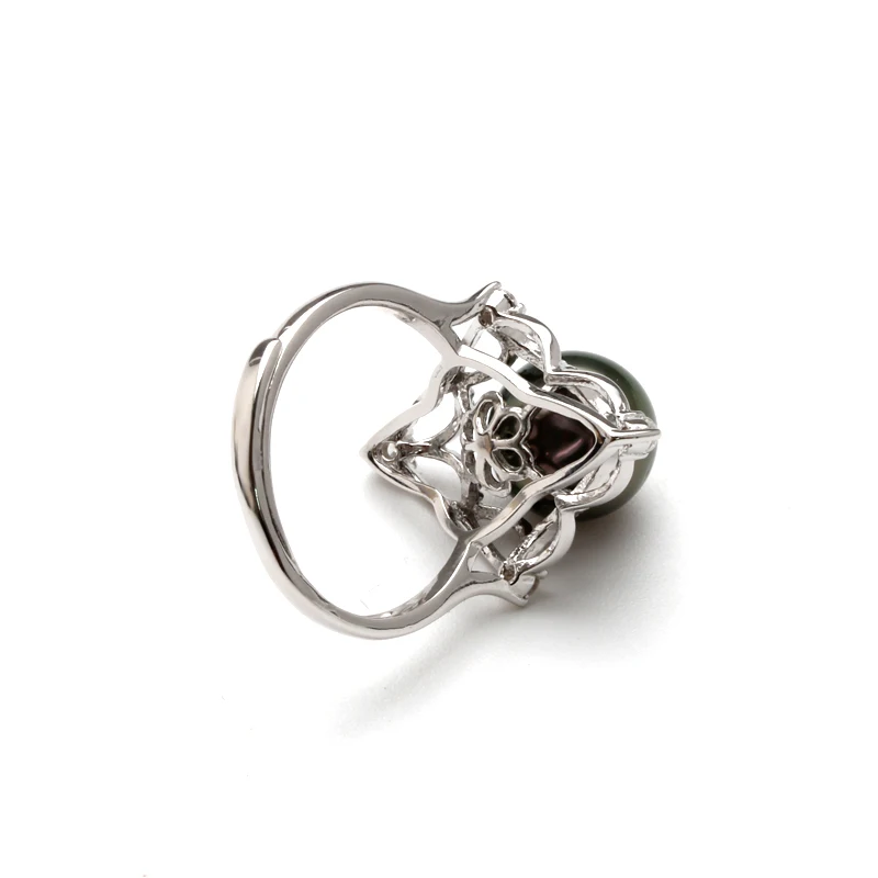 10-11 мм натуральный таитянский жемчуг морской черные кольца 925 Серебряное кольцо для женщин рождественские подарки