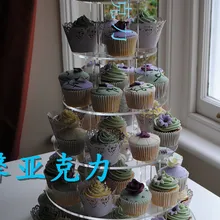 Круглый 6 трехъярусная акриловая Бумажные Формочки для капкейков, подставки для кексов, свадебные украшения