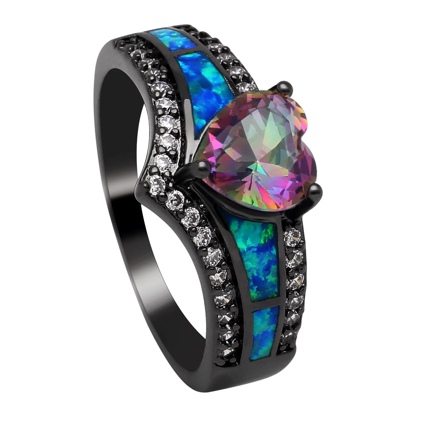 Para mujer Anillo de cristal púrpura bañado en oro blanco