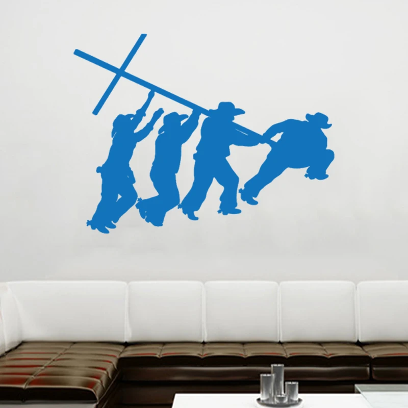 Cowboys Raising Cross Iwo Jima Christian Jesus Graphic wall Sticker