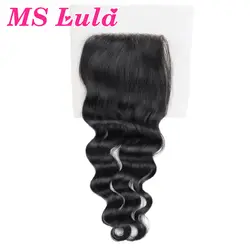Ms lula 4x4 кружево бразильские волосы с закрытием естественная волна швейцарский с ребенком волос 100% Человеческие волосы remy Расширения