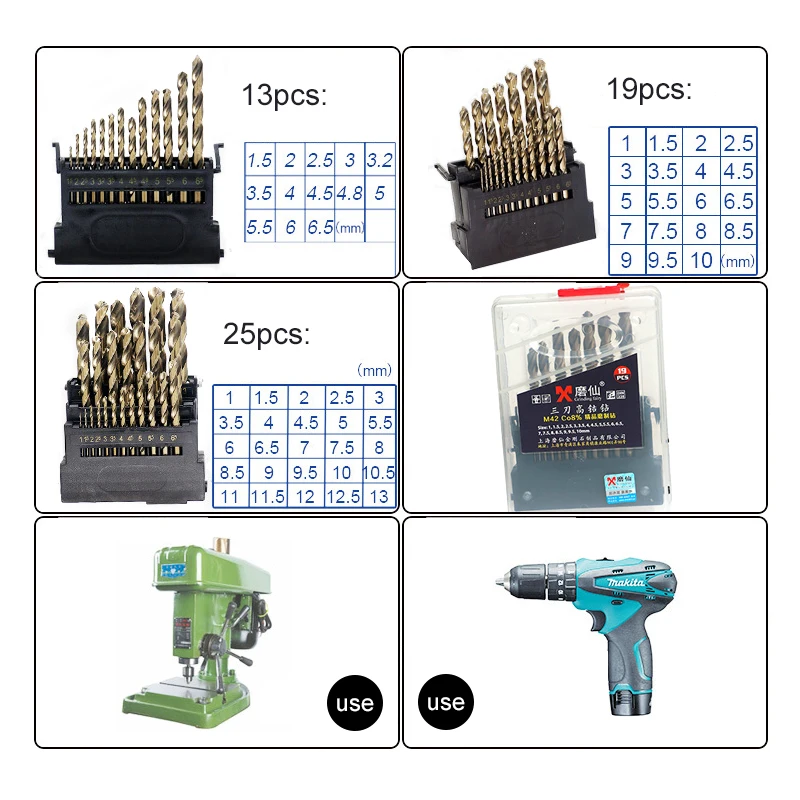M42 HSS Drill Bit Set For Stainless Metal 8% High Cobalt Copper Iron Bits M42 HSS Drill Bit Set For Stainless Metal 8% High Cobalt Copper Iron Bits