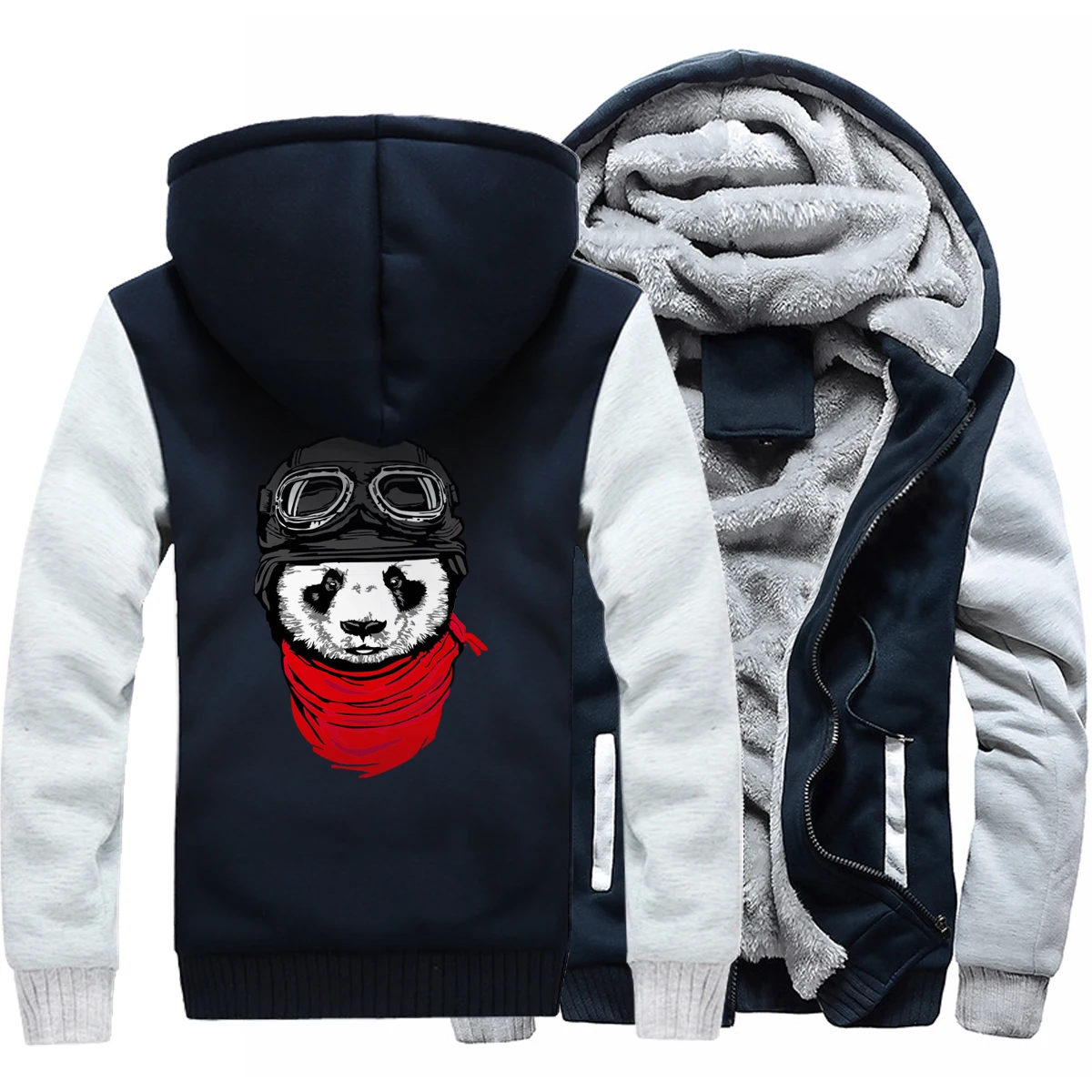 Harajuku Хип Хоп брендовая одежда пальто хипстерское забавный Панда печатных пилот толстовки с капюшоном Новые 2019 Мужская мода утолщаются