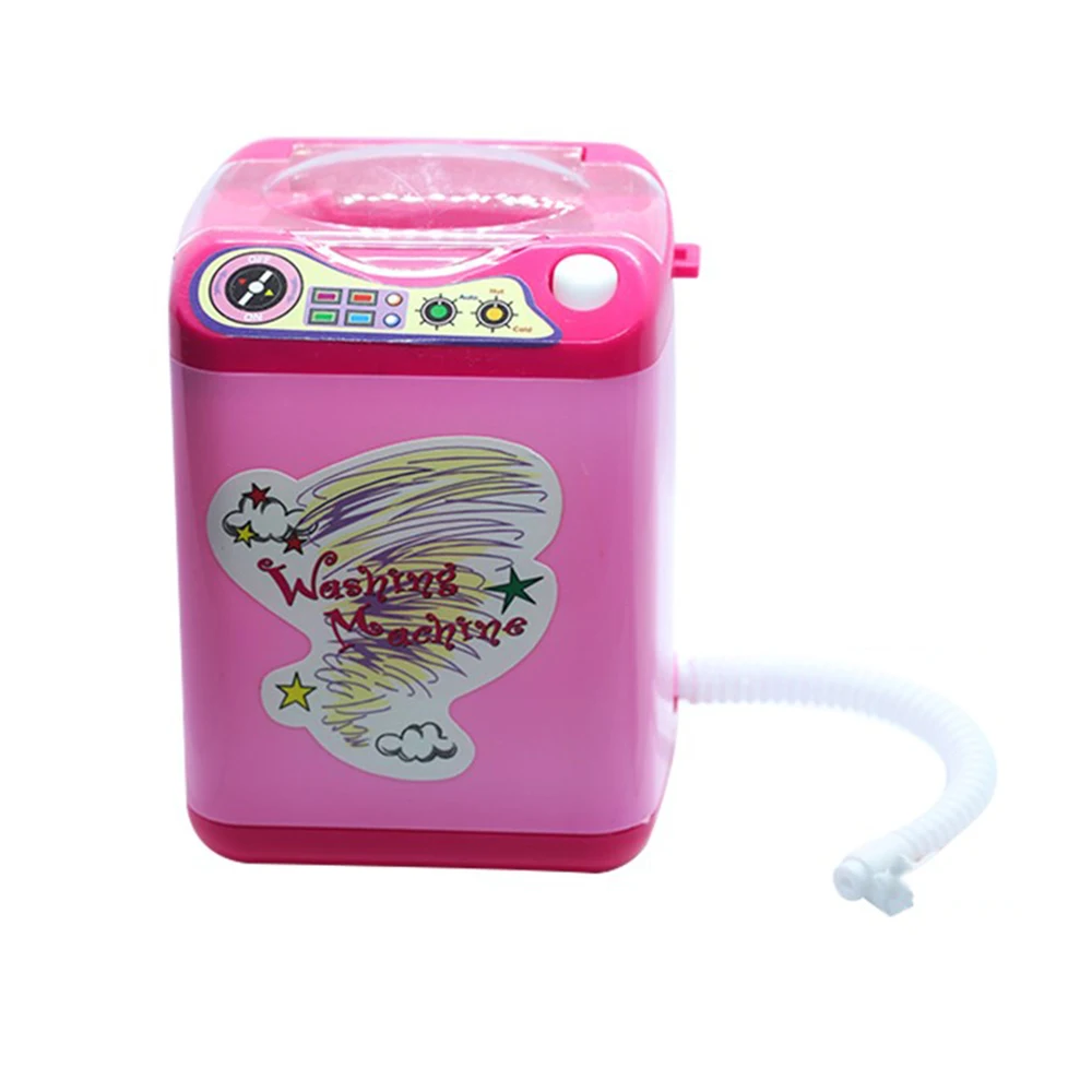 Мини электрическая стиральная машина кукольный домик мыть макияж кисти для макияжа щетка чистящий инструмент губка для удаления макияжа - Handle Color: Розовый