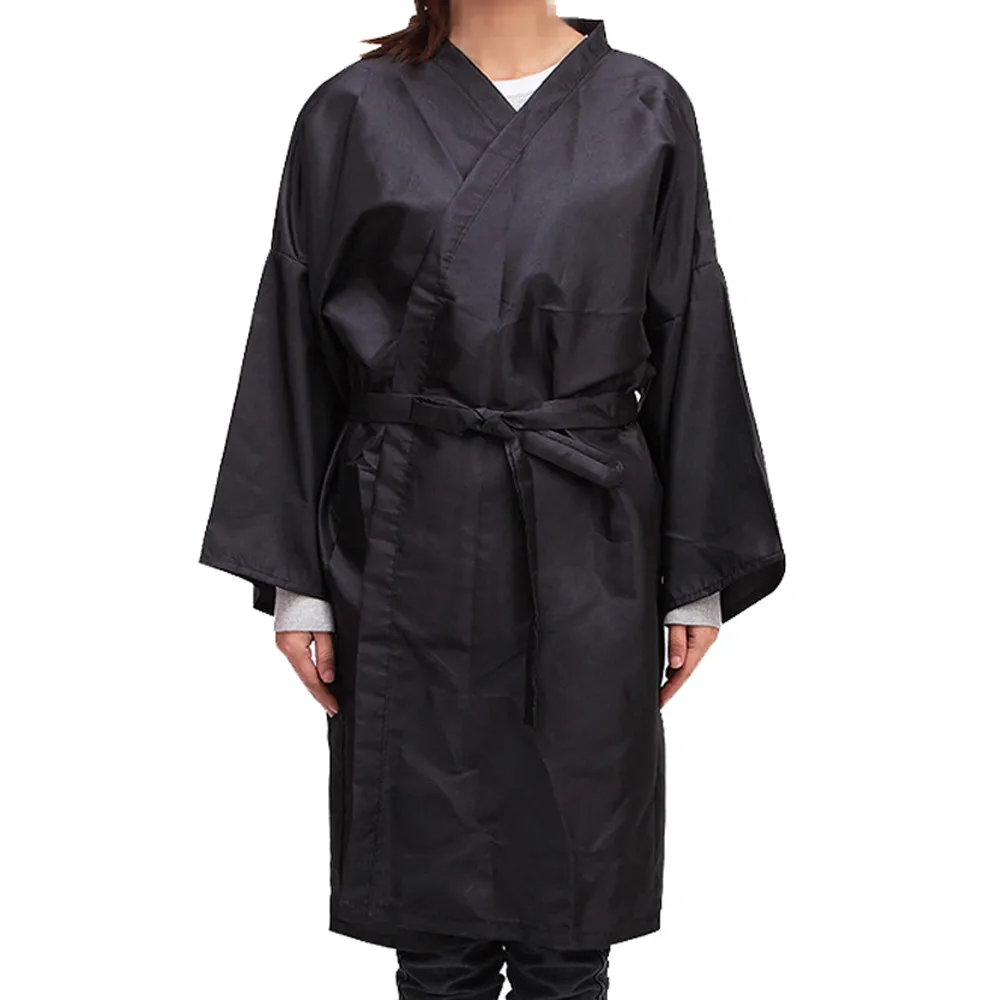 Черная накидка для стрижки волос, водонепроницаемое кимоно, ткань для салона, Парикмахерская накидка 2U0516