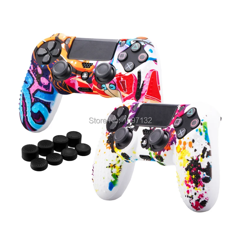 10 in 1 For Sony Dualshock PS4 DS4 Slim Pro Controller Silicone  Case Protective Skin + Thumb Stick Caps for Play station 4 (1)