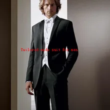 Смокинг для выпускного, смокинг для выпускного, черные, с отворотом, стильные, изготовленные на заказ, Лучшие Мужские костюмы(пиджак+ брюки+ жилет+ галстук