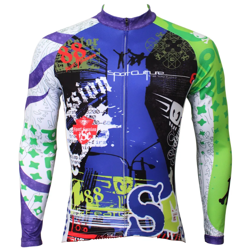 Cool blue and green xxxl plus size long sleeve cycling jerseys for mensin Cycling Jerseys from