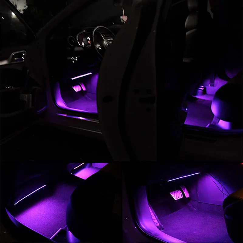 Светодиодный светильник RGB для украшения интерьера автомобиля с пультом дистанционного управления мобильное приложение телефон Bluetooth управление 4 в 1