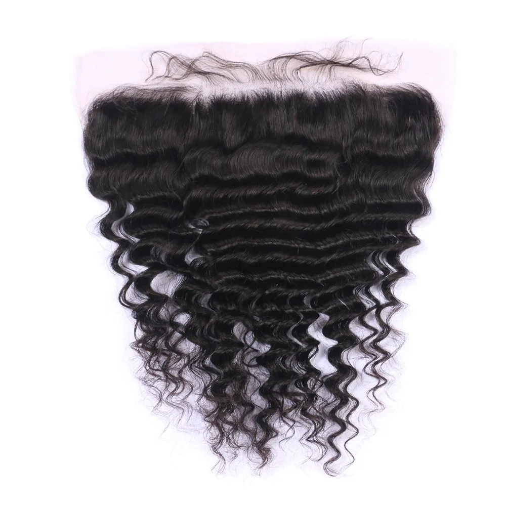 Brazilian Remy Hair Deep Wave Lace Frontal With Baby Hair 100% Human Hair Frontal Free Part Natural Color Free Shipping
