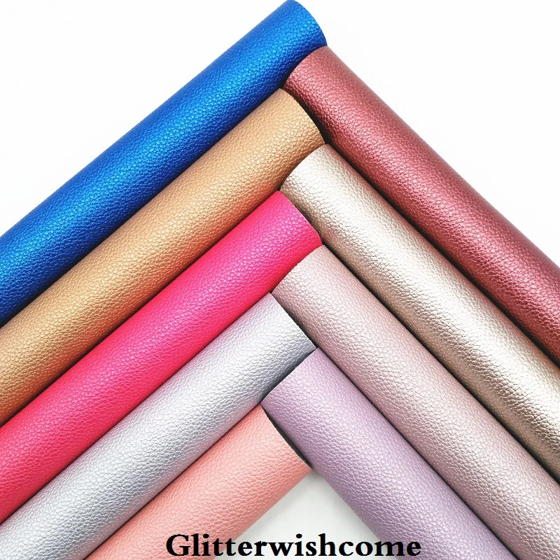 

Glitterwishcome 21X29CM A4 Size Vinyl For Bows Pearlized Embossed Litchi Leather Fabirc Faux Leather Sheets for Bows, GM081A