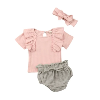 Summer Newborn Baby Girl Clothes Set Ruffle Top T-Shirt Shorts Briefs 3PCS Outfit Newborn Girl Clothes Infant Clothing Girls Set summer infant baby girl ruffle floral dress sundress briefs outfits clothes set children kids new arrival girls clothing