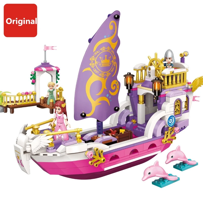 

LegoIN Princess Girls Angel Royal Cruise Building Blocks Sets Bricks duplo Model ships figures Kids Compatible Toys friends gift