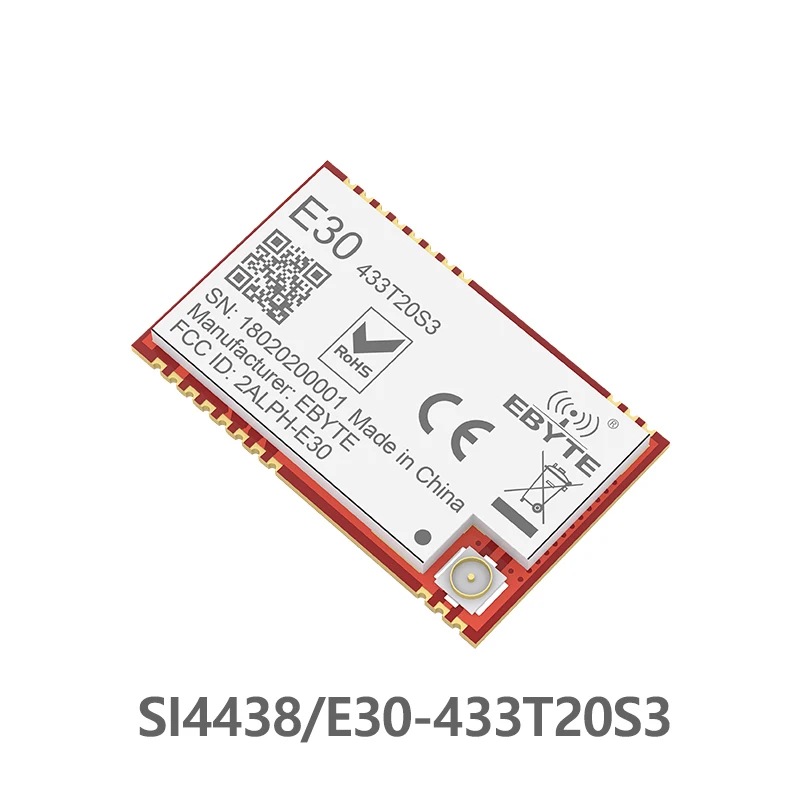 

E30-433T20S3 SI4438 433 MHz RF Module SMD Serial Port 433MHz Wireless Transceiver 100mW 2500m Long Range IPEX Connector