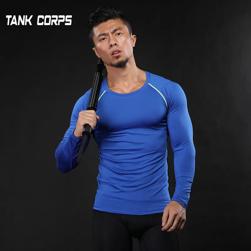 TANKCORPS Fitness Men Long Sleeves Shirts Base Layer Skin Tight Weight