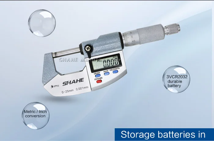 SHAHE IP65 цифровой микрометр 0,001 мм электронный цифровой наружный микрометр 0-25 мм