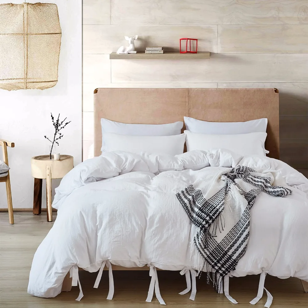 

Pure White Lace Quilt Cover Duvet Cover Set Single Double King Size 2pcs/3pcs Bedding Sets Bed Linen Bedspreads pillowcase Soft