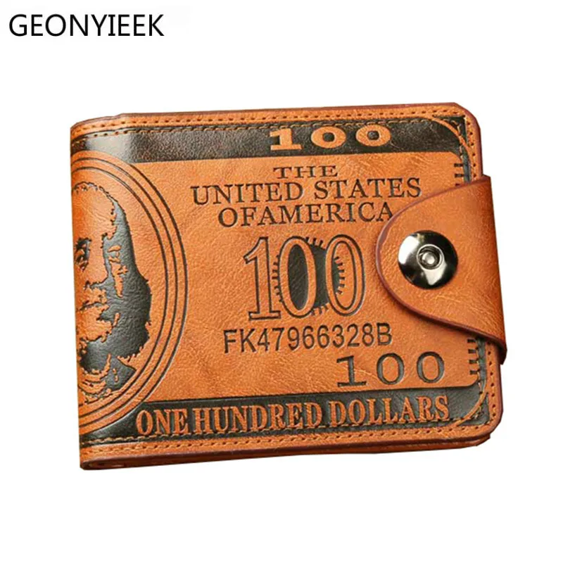 

men Wallet short dollar price Leather Wallets Clutch money purse men bags high quality credit card holder