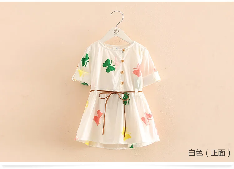 2018 Spring Autumn 3-12 Age Cute Kids Embroidery White Elegant Botton Double Use Short Sleeve Girl Long Sleeve Dress With Belt (3)