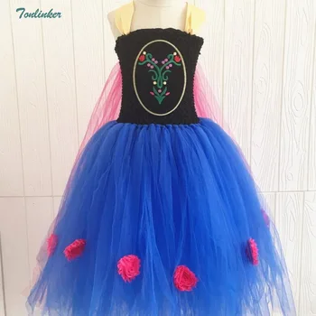 

Elsa Anna Costume Flower Girls Anna Tutu Dress With Cape Princess Girls Birthday Party Dress Children Kids Cosplay Clothing 2-8Y