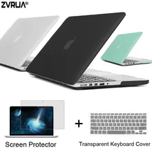ZVRUA Best Laptop Case For MacBook 13 15 inch Pro with Retina A1502 A1398 / CD ROM A1278 A1286 + Keyboard Cover+Screen Protector