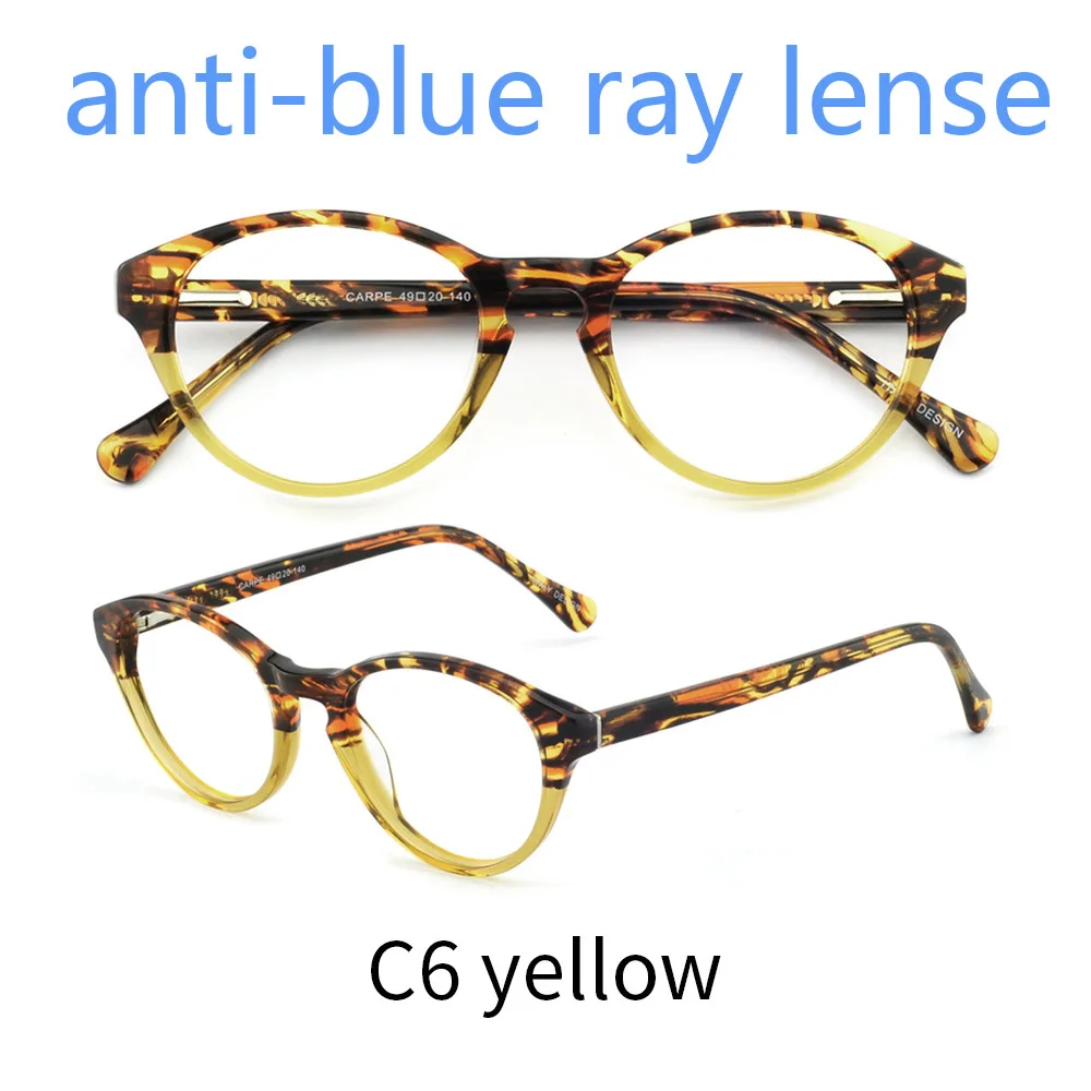 Прозрачные круглые очки, прозрачная оправа для женщин, близорукость, оправа для очков, оптическая оправа, прозрачная, анти-синяя, OCCI CHIARI W-CIOE - Цвет оправы: C6 yellow anti blue