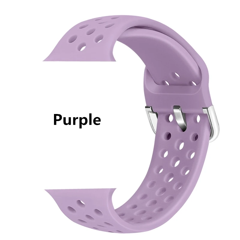 Konaforen дышащий Силикон Спортивный ремешок для Apple Watch Series 4 5 44 мм 40 мм резиновые ремешки для iWatch 3 2 1 42 мм 38 мм - Цвет ремешка: Purple