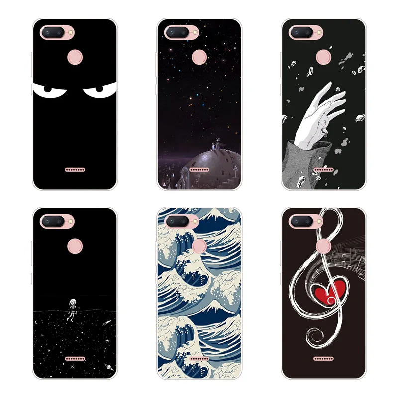 

xiaomi redmi 6 Case,Silicon Black graffiti Painting Soft TPU Back Cover for xiaomi redmi 6 Protect Phone cases shell
