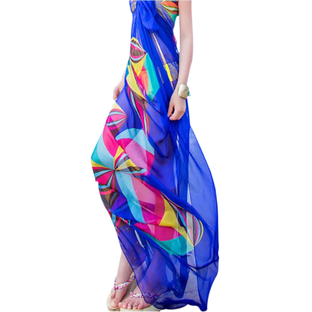 

2018 Summer Print Silk Scarf 200*150cm plus size long chiffon scarf Beach Cover Up Wrap shawl female Sunscreen scarves Towel