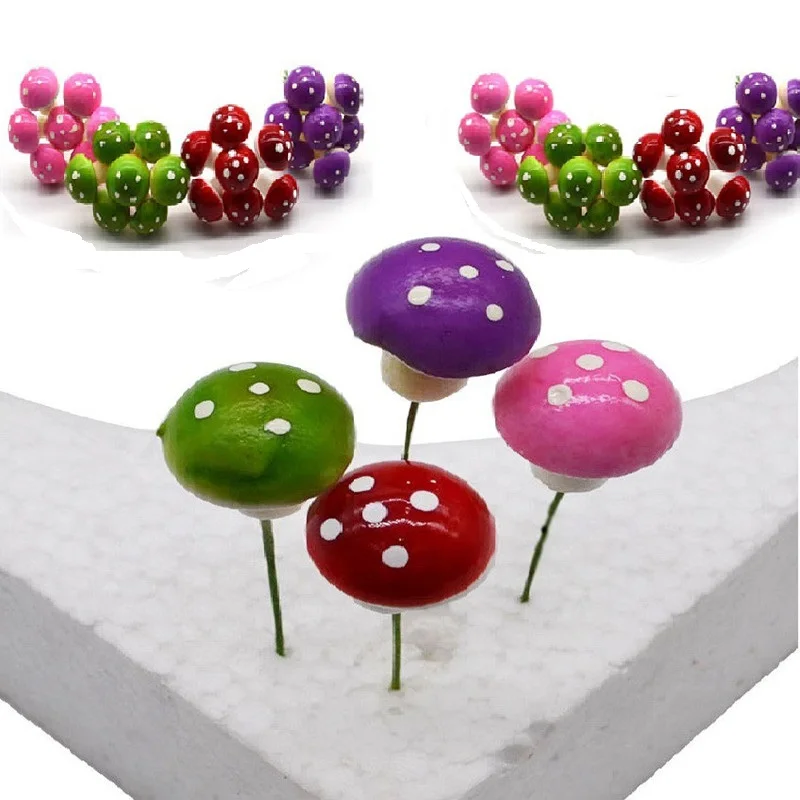 30Pcs 2*2.5cm Artificial Foam Mushroom with Stem Wedding Fungus