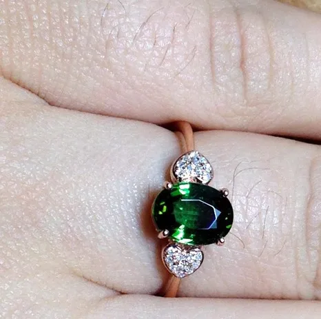 green 18K Solid gold ring