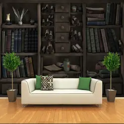 Континентальный ретро книжный шкаф 3D Большой Настенные обои ТВ фон гостиной спальня настенная живопись трехмерная обои