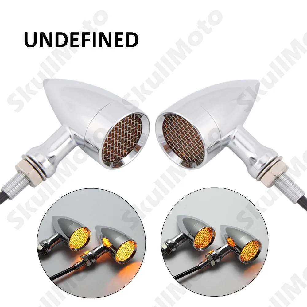 

Chrome LED Motorcycle Turn Signal Indicator Amber Mesh Lens Brake Light Lamp 10mm For Harley Sportster Honda Yamaha Universal